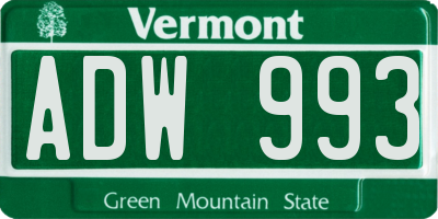 VT license plate ADW993