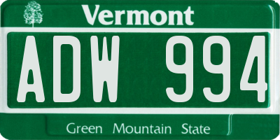 VT license plate ADW994