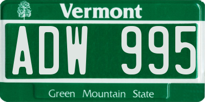 VT license plate ADW995