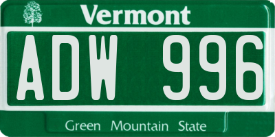 VT license plate ADW996