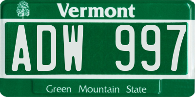 VT license plate ADW997