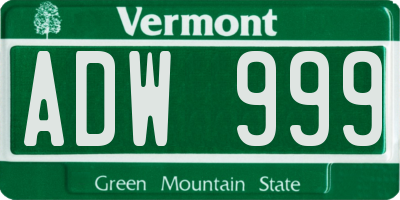 VT license plate ADW999