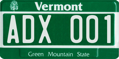 VT license plate ADX001