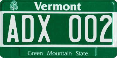 VT license plate ADX002