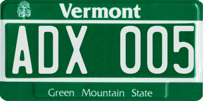 VT license plate ADX005