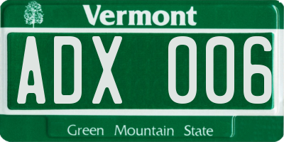 VT license plate ADX006