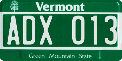 VT license plate ADX013