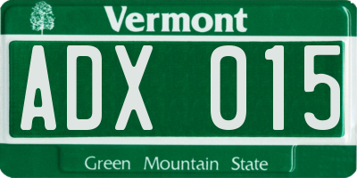 VT license plate ADX015