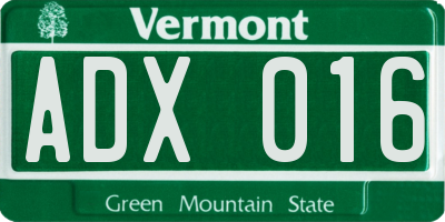 VT license plate ADX016