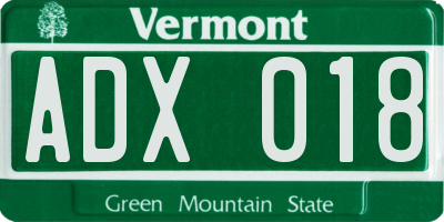 VT license plate ADX018