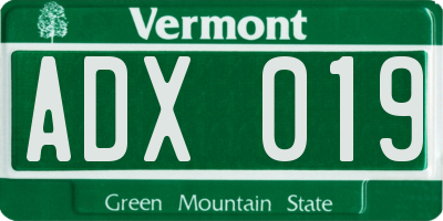 VT license plate ADX019