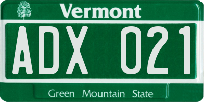 VT license plate ADX021