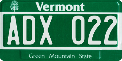 VT license plate ADX022