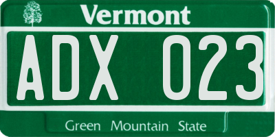 VT license plate ADX023