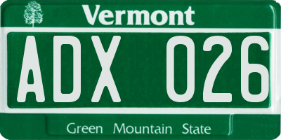 VT license plate ADX026