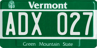 VT license plate ADX027