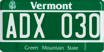 VT license plate ADX030