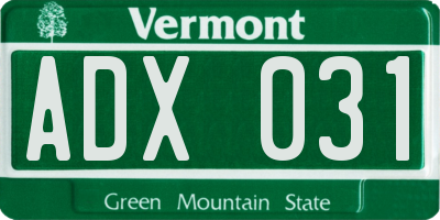 VT license plate ADX031