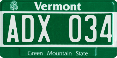 VT license plate ADX034