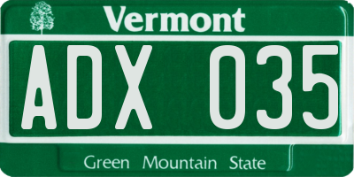 VT license plate ADX035