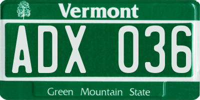 VT license plate ADX036