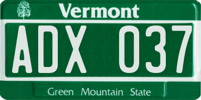 VT license plate ADX037