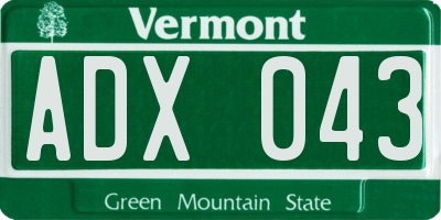 VT license plate ADX043