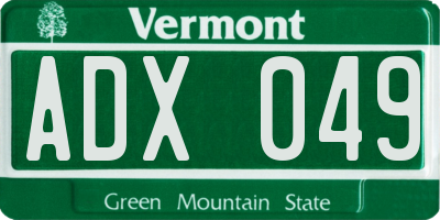 VT license plate ADX049