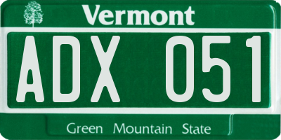 VT license plate ADX051