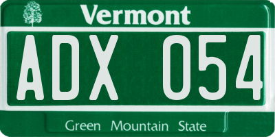 VT license plate ADX054