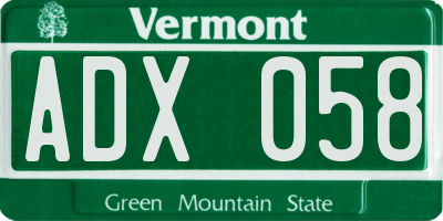 VT license plate ADX058