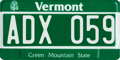 VT license plate ADX059