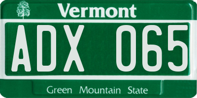 VT license plate ADX065