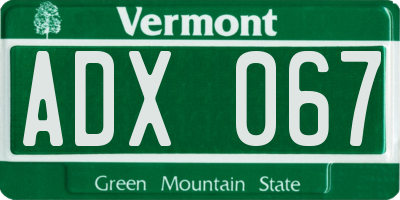 VT license plate ADX067