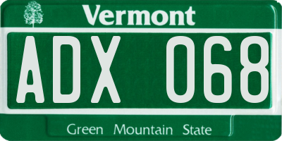 VT license plate ADX068