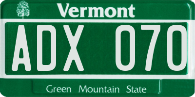 VT license plate ADX070