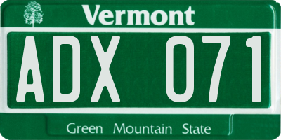 VT license plate ADX071