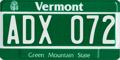 VT license plate ADX072