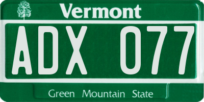 VT license plate ADX077