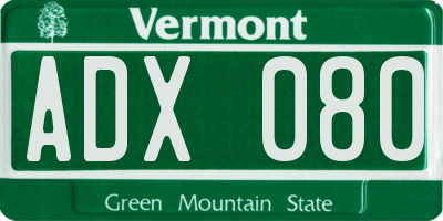 VT license plate ADX080