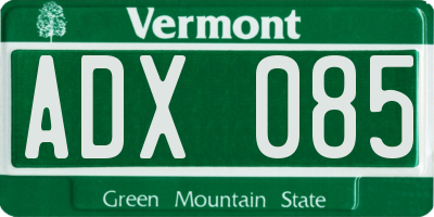 VT license plate ADX085