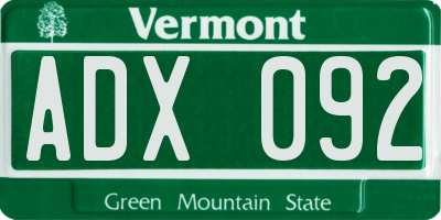 VT license plate ADX092