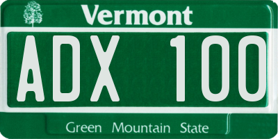 VT license plate ADX100