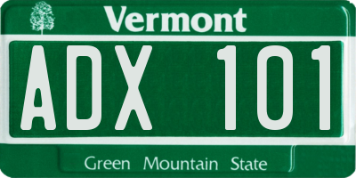 VT license plate ADX101