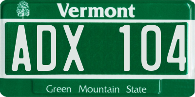 VT license plate ADX104