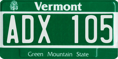 VT license plate ADX105