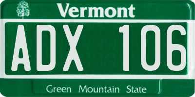 VT license plate ADX106