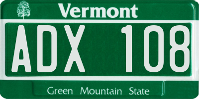 VT license plate ADX108