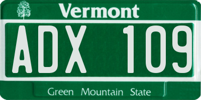 VT license plate ADX109