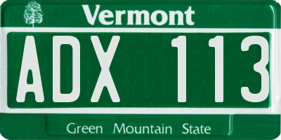 VT license plate ADX113